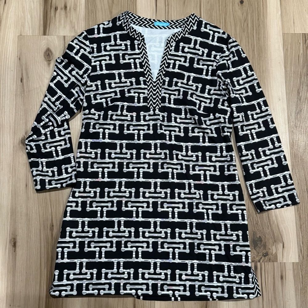 J. Mclaughlin Catalina Cloth Tunic Black White Women’s Medium